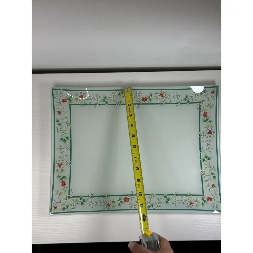 Vintage Pfaltzgraff Winterberry 3-Piece Nesting Glass Tray Set Holly Berry